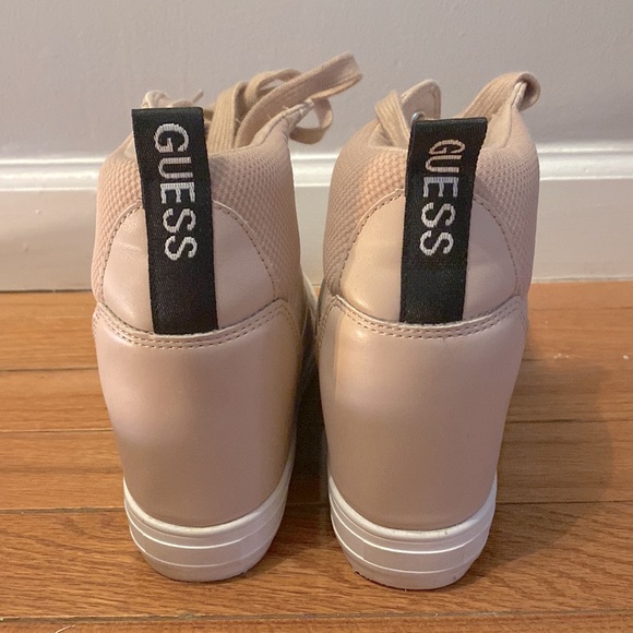 Pink/Cream Guess Hidden Wedge Hightop Sneaker. No Box Included. - Picture 3 of 3